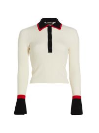 Shop Alice Olivia Pia Rib-Knit Wool-Blend Polo at Saks Fifth Avenue